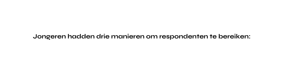 Jongeren hadden drie manieren om respondenten te bereiken